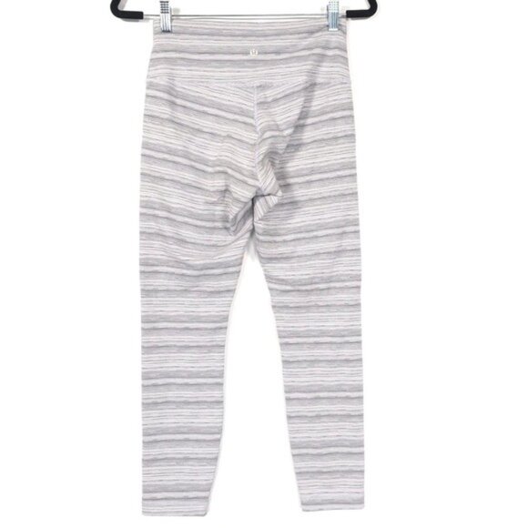 Lululemon Leggings Size 8 High‎ Times Pant Cyber Striped White Silver - Picture 4 of 7